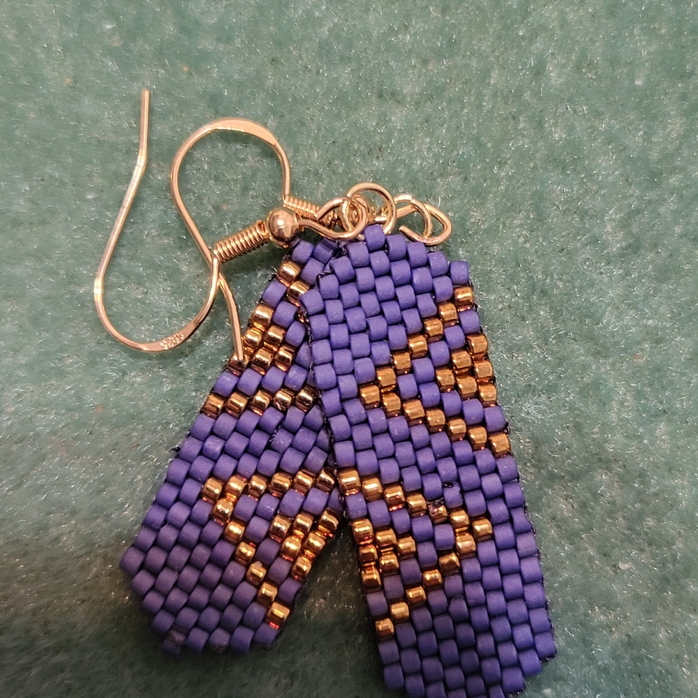 Artisan Blue and Gold Beaded Earrings